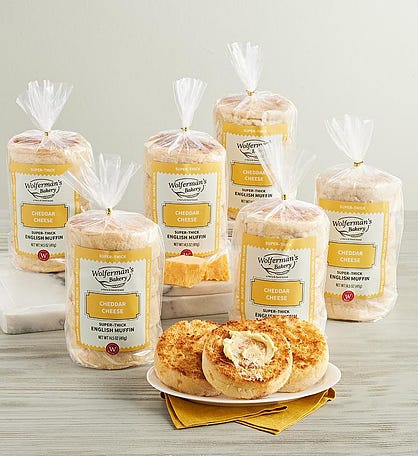 Cheddar Cheese Super-Thick English Muffins - 6 Packages